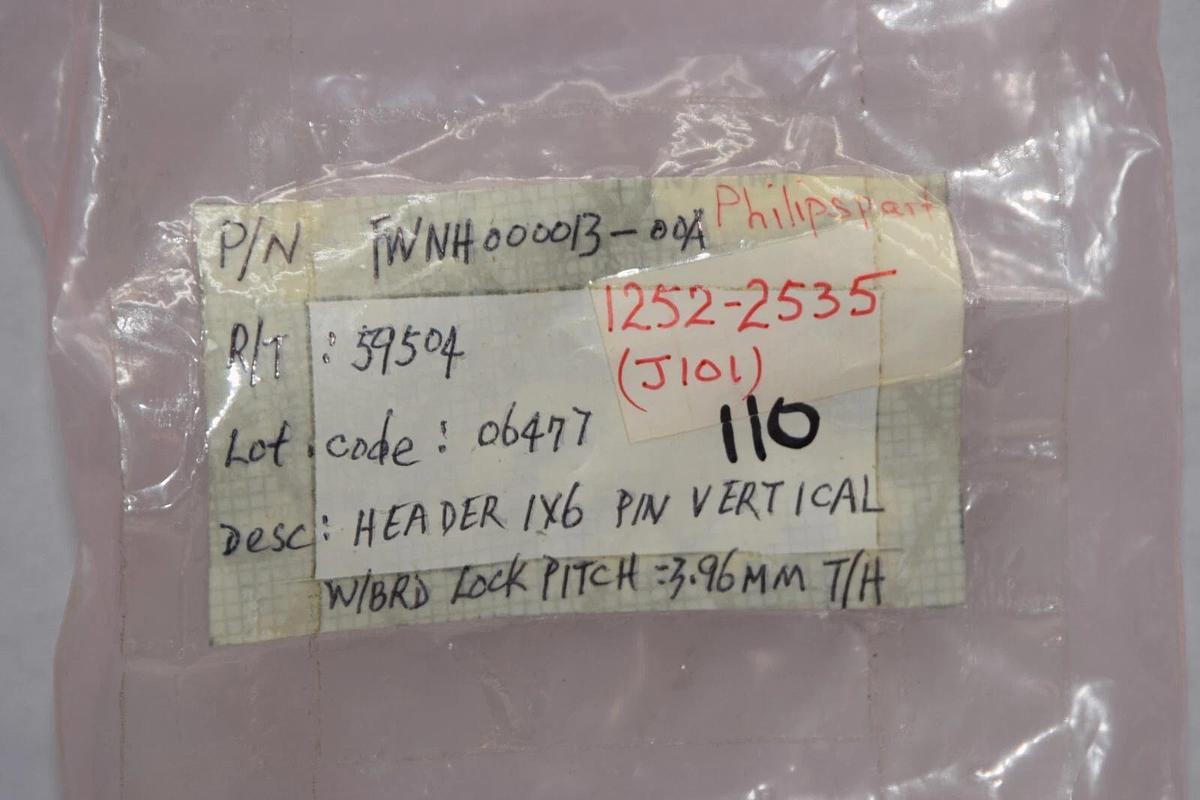 (NEW - 110) Header 1x6 Pin Vertical Straight Connector 3.96mm Single Row 59504