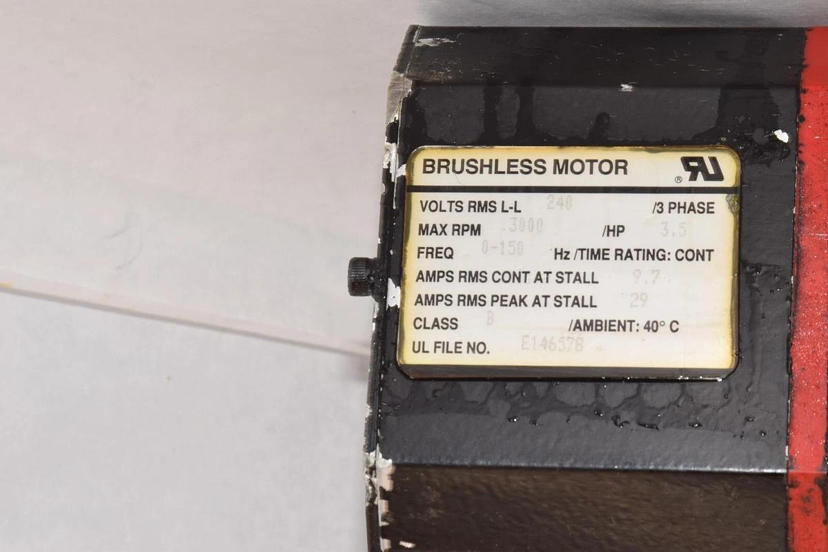Used RMS L-L 240V  RMS L-L 240 3 Phase 3.5Hp 0-150Hz Brushless Motor