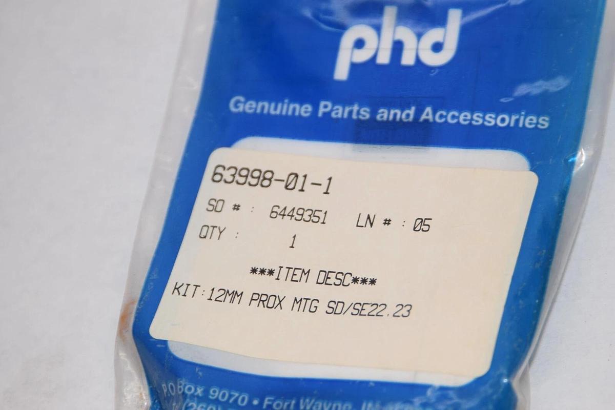 (NEW- Lot 2) PHD 63998-01-1 12mm Prox MTG SD/SE22.23 Proximity Switch Mount Kit