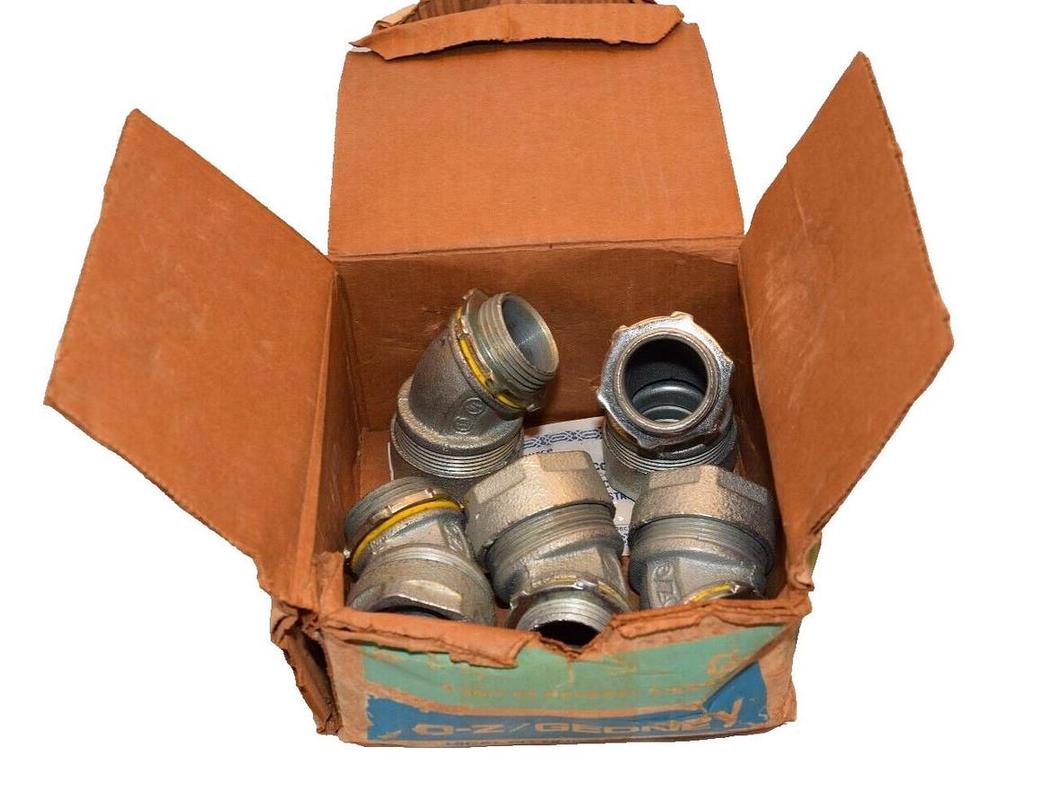 (NEW - Box of 5) O-Z/GEDNEY 4Q-4100 4Q4100 1" 45 deg Liquid Tight Connector