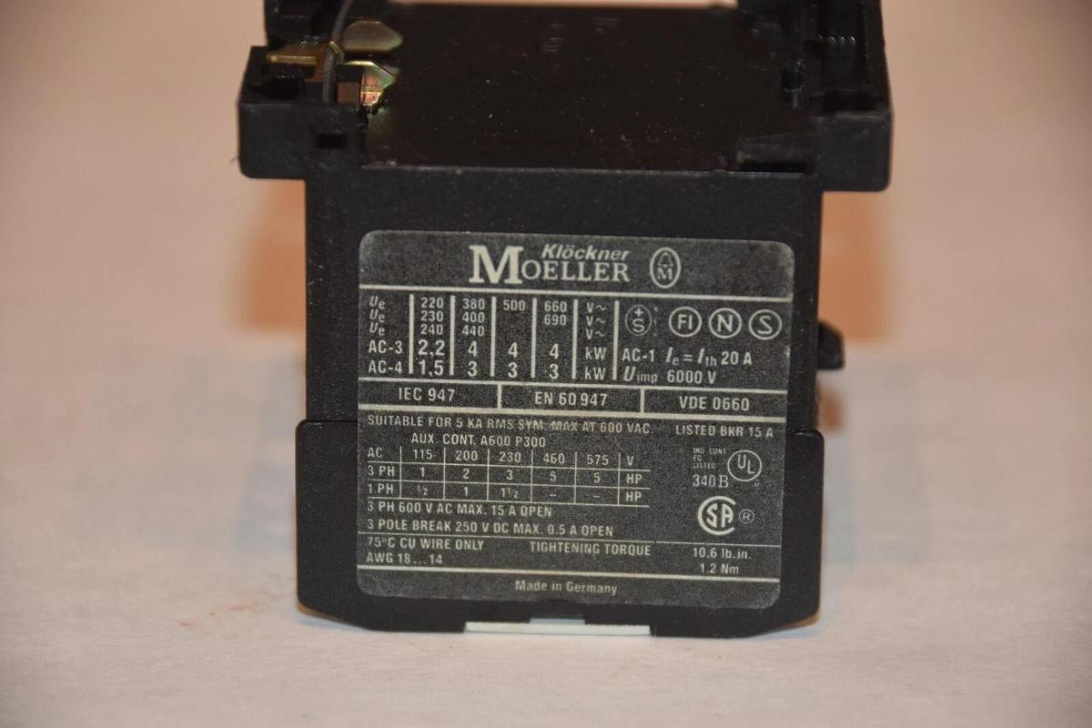 Used KLOCKNER MOELLER DIL EM-01-GI DILEM01GI 20A 24V COIL CONTACTOR