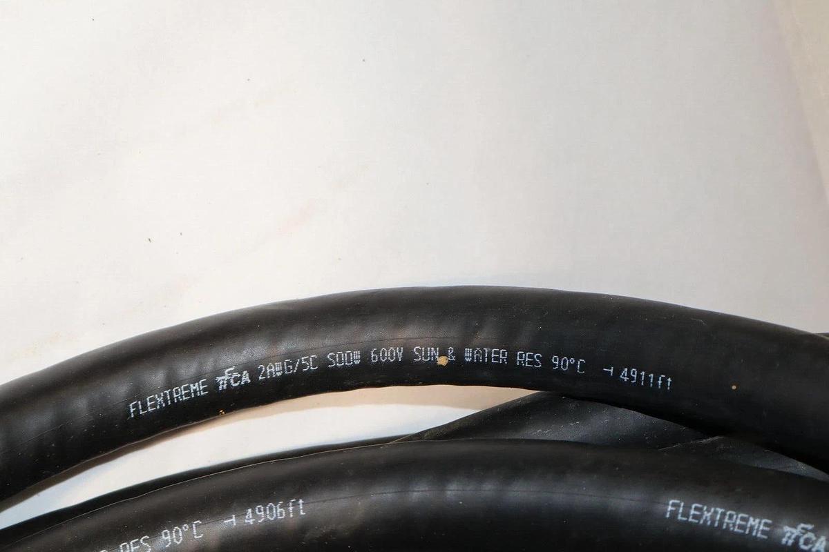 Used 66' Flextreme Flexible 2/5 Cord Cable Wire Copper P-7K-254013  2AWG 5C 600V SOOW
