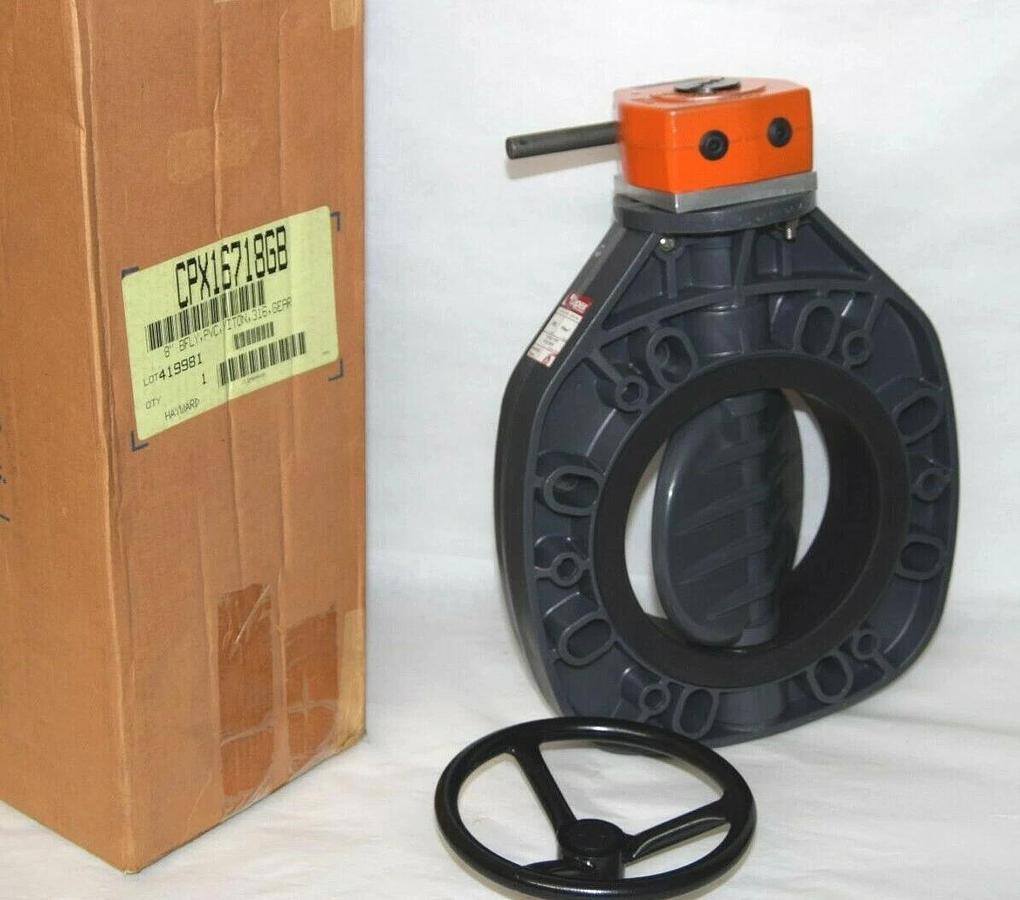(NEW) CEPEX Hayward CPX16718GB 8" PVC Viton 316 Gear Butterfly Valve