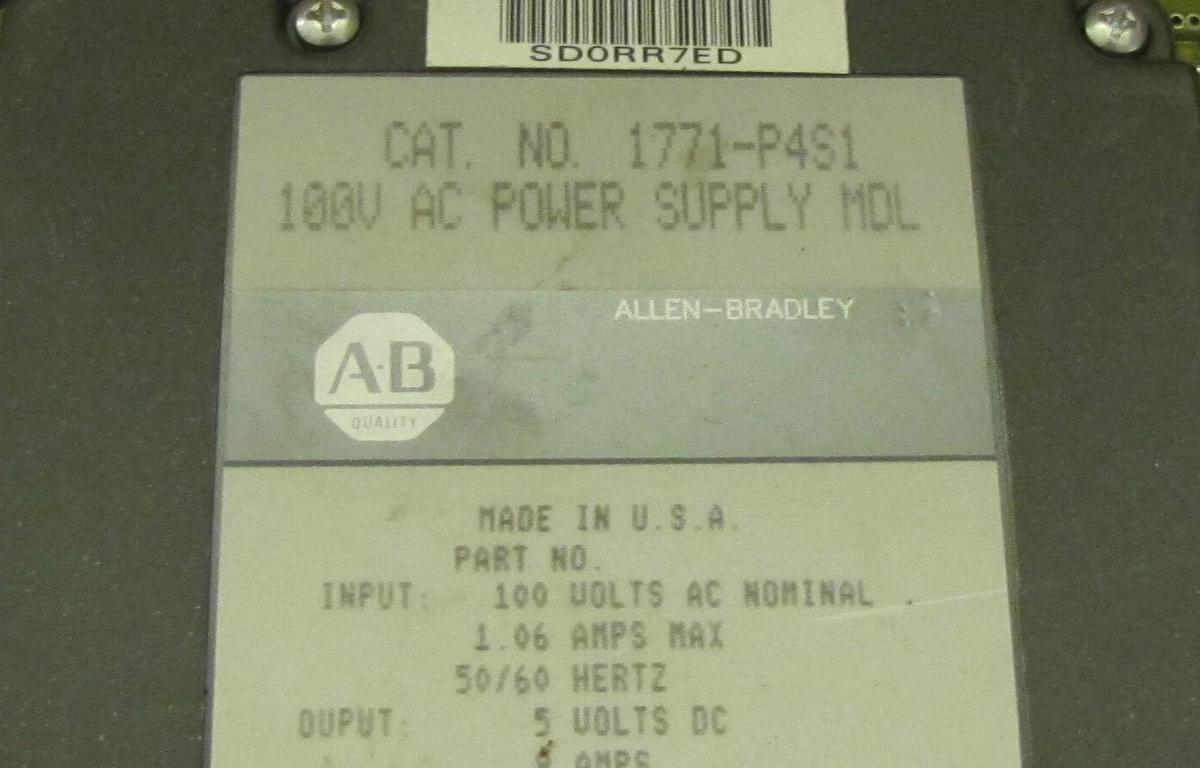 Used ALLEN BRADLEY PLC Power Supply, 1771-P4S1, 1771P4S1, 1771 P4S1