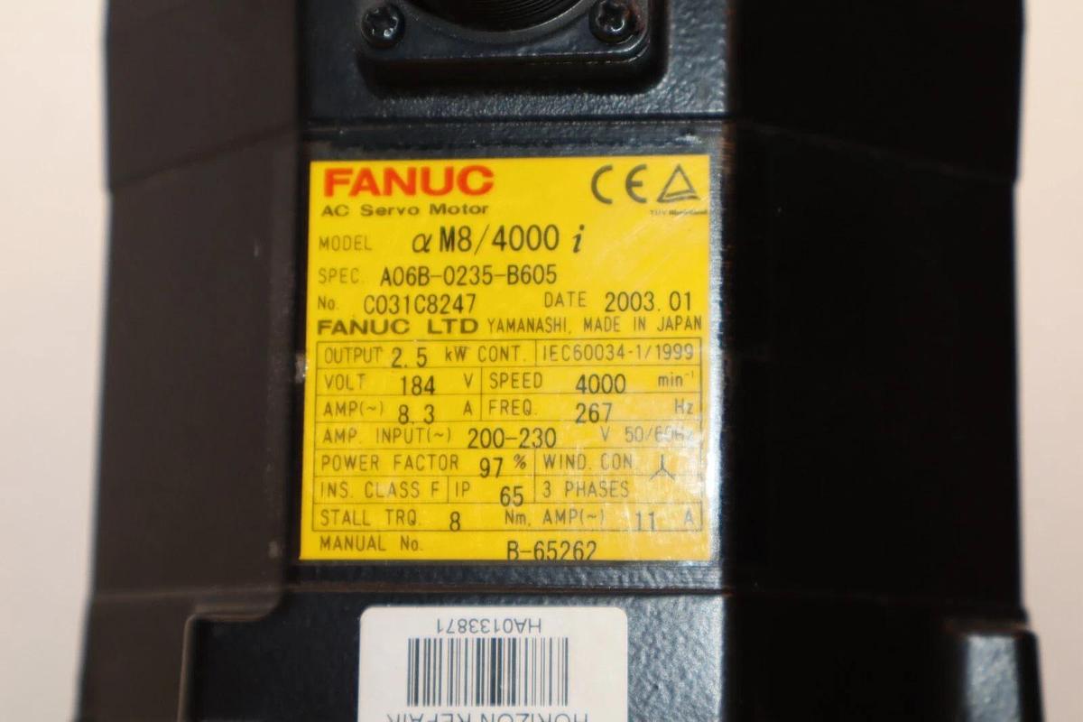 FANUC AC Servo Motor A06B-0235-B605 aM8/4000i 2.5kw 3ph 200-230v REFURB