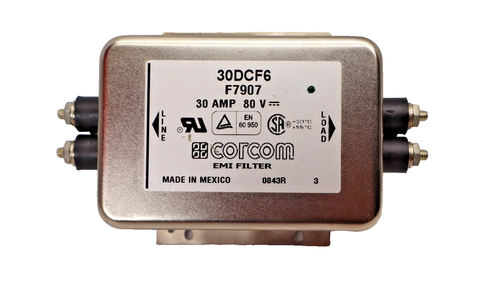 Corcom Power Line Filter 30DCF6 F7907 30 AMP 30A 80V EMI Filter (NOS)