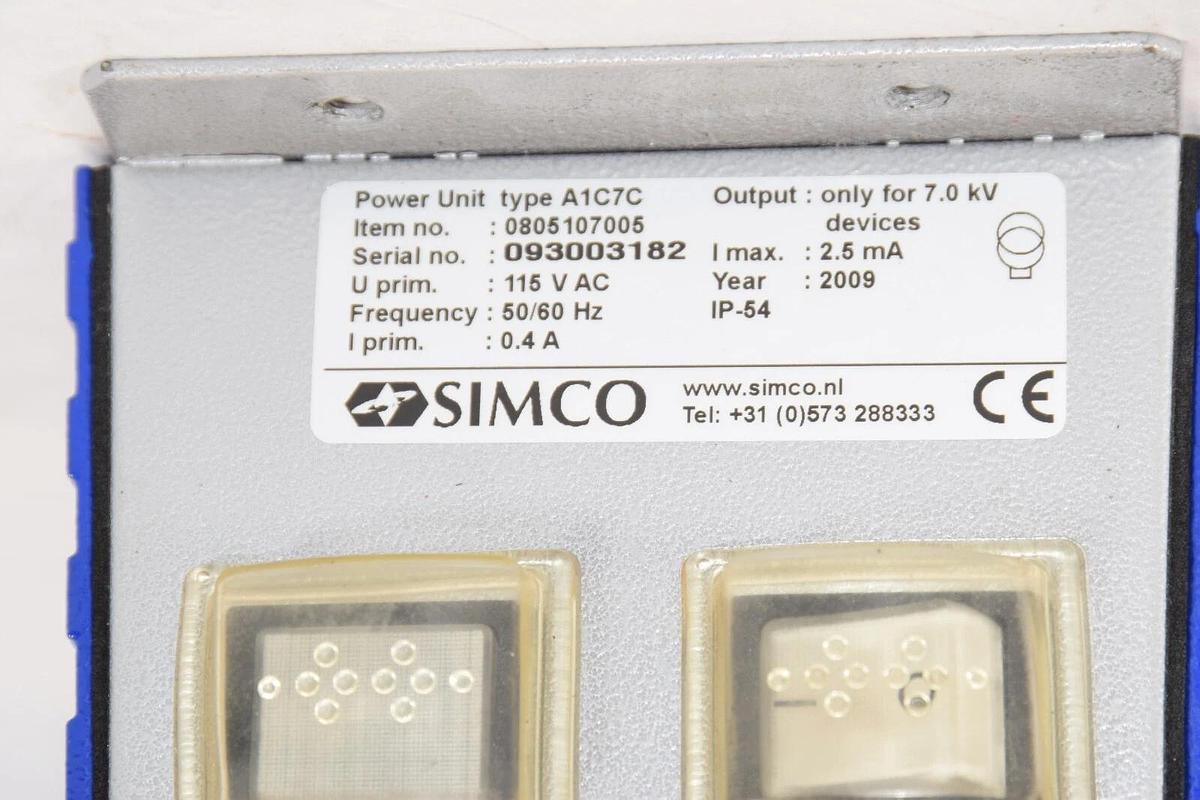 Used SIMCO A1C7C 7.0kV 2.5mA 115Vac 50/60Hz 0.4A Power Supply Unit