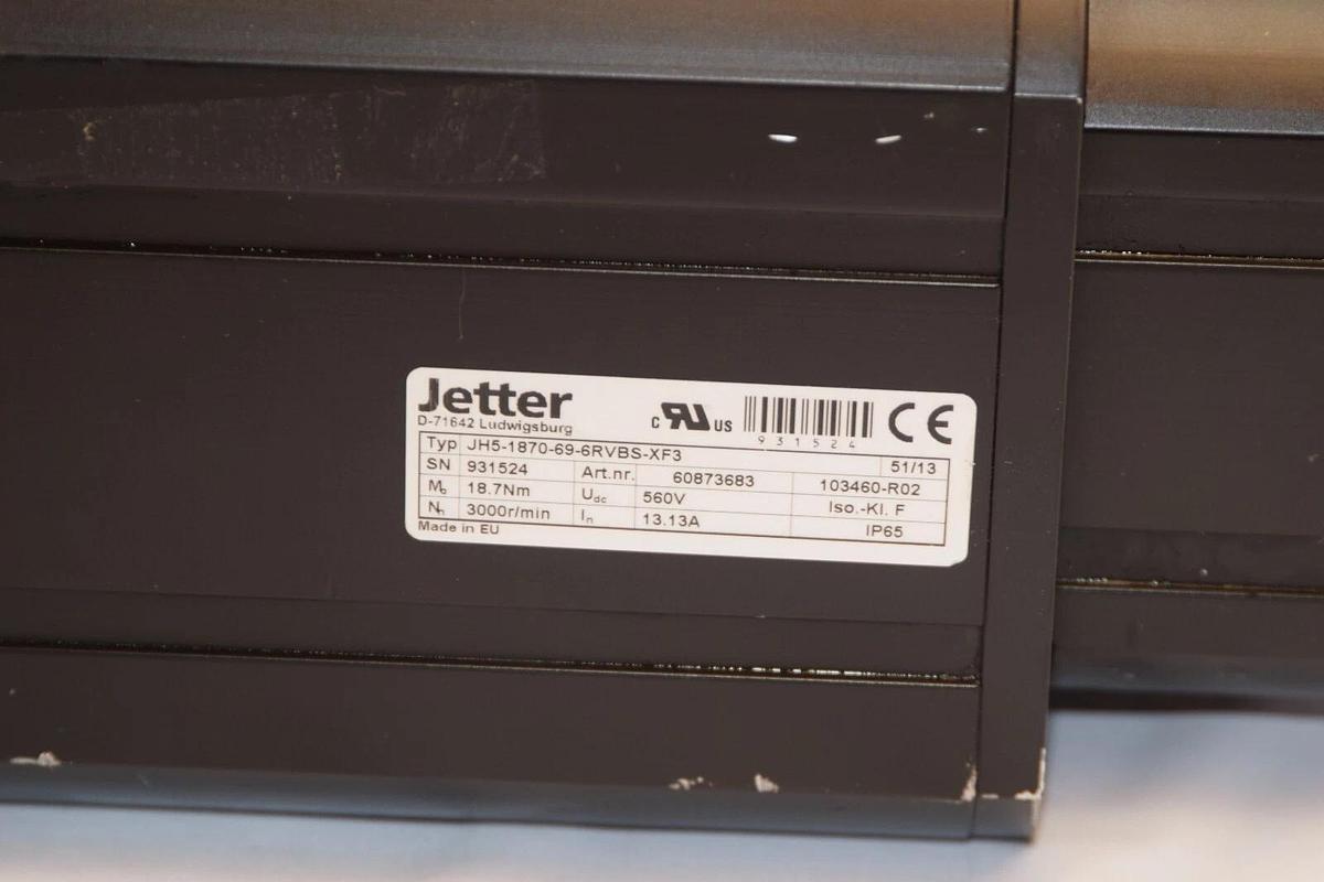 Used JETTER JH5-1870-69-6RVBS-XF3 560V 13.13A 3000r/min Servo Motor