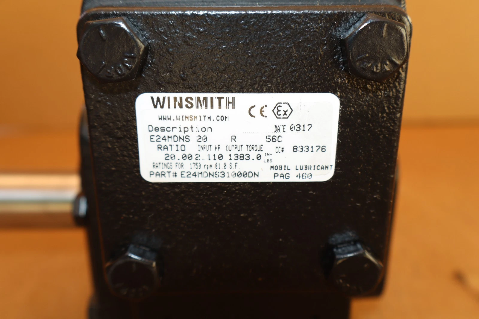 Winsmith SE Encore Gear Box Speed Reducer E24MDNS31000DN E24MDNS 20R 20:1 *NOS*