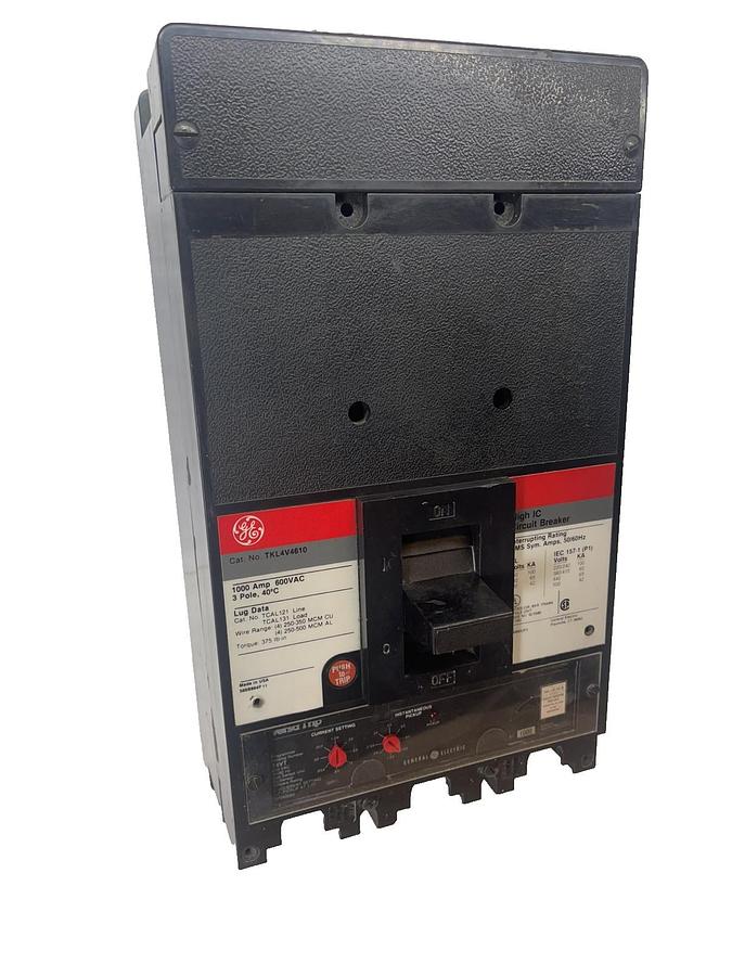 Used GE TKL4V4610 Hi IC Circuit Breaker 1000 Amp 600VAC 3Pole, Micro Versa Trip T4VT