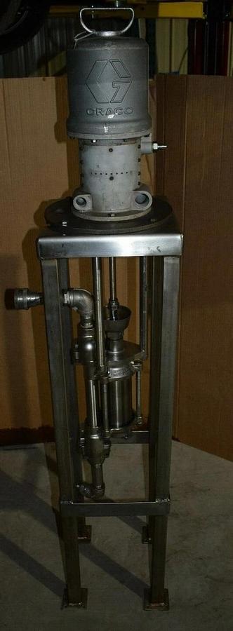 Used Graco President Air Powered Pump 218-767 & AIR MOTOR 205-038 w/ SS stand