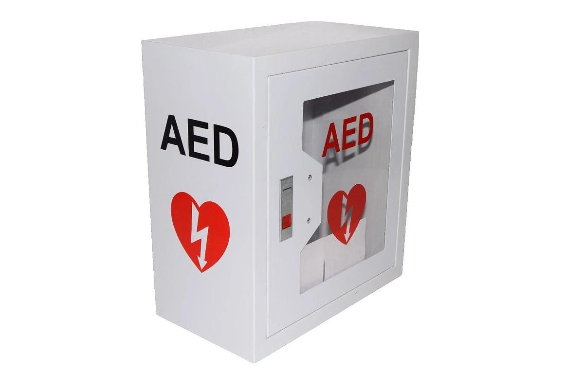 NLShan Wall-Mounted AED Steel Defibrillator Storage Case 14.2"x7.8"x15.7"