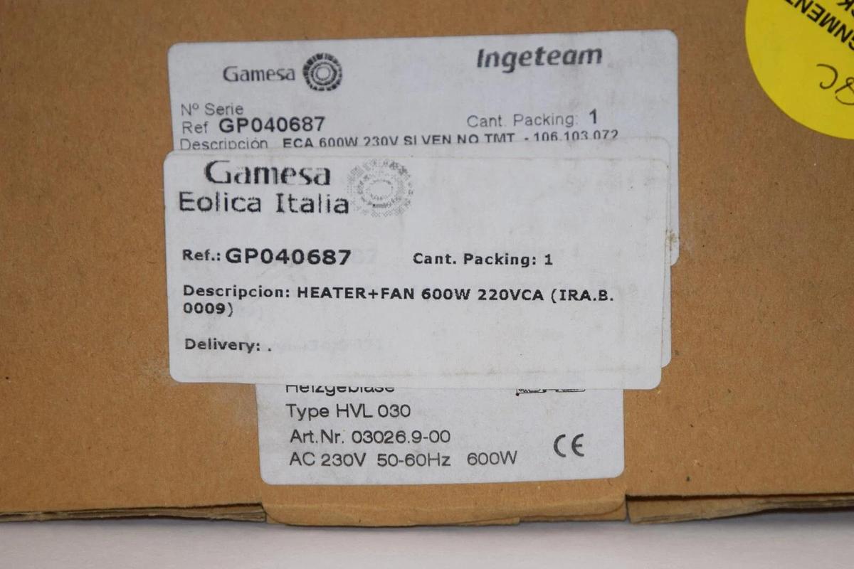 Stego Heater + Fan 600w 220vca HVL030 HVL 030 03026.9-00 (NEW)