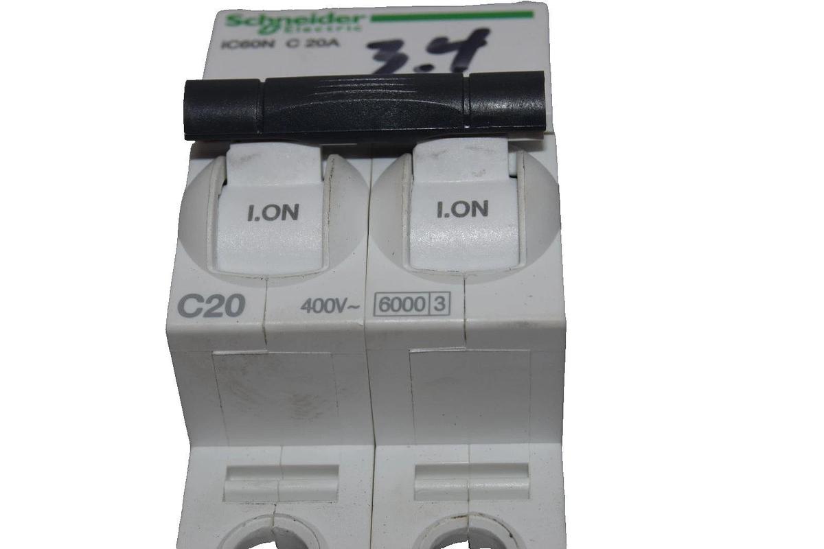Used SCHNEIDER ELECTIRC iC60N C 20A , CNS14816-2 2P 400V Miniature Circuit Breaker