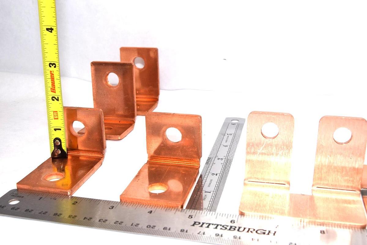 Used Buss Bar 1-5/8" x 1-7/16" x 3/16" 90° Degree L-Shaped Copper (Lot of 6)