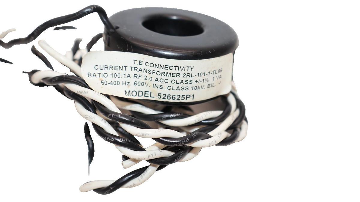 Used T.E. CONNECTIVITITY 526625P1 , 2RL-101-1-TL96 100:1A 50-400Hz Transformer