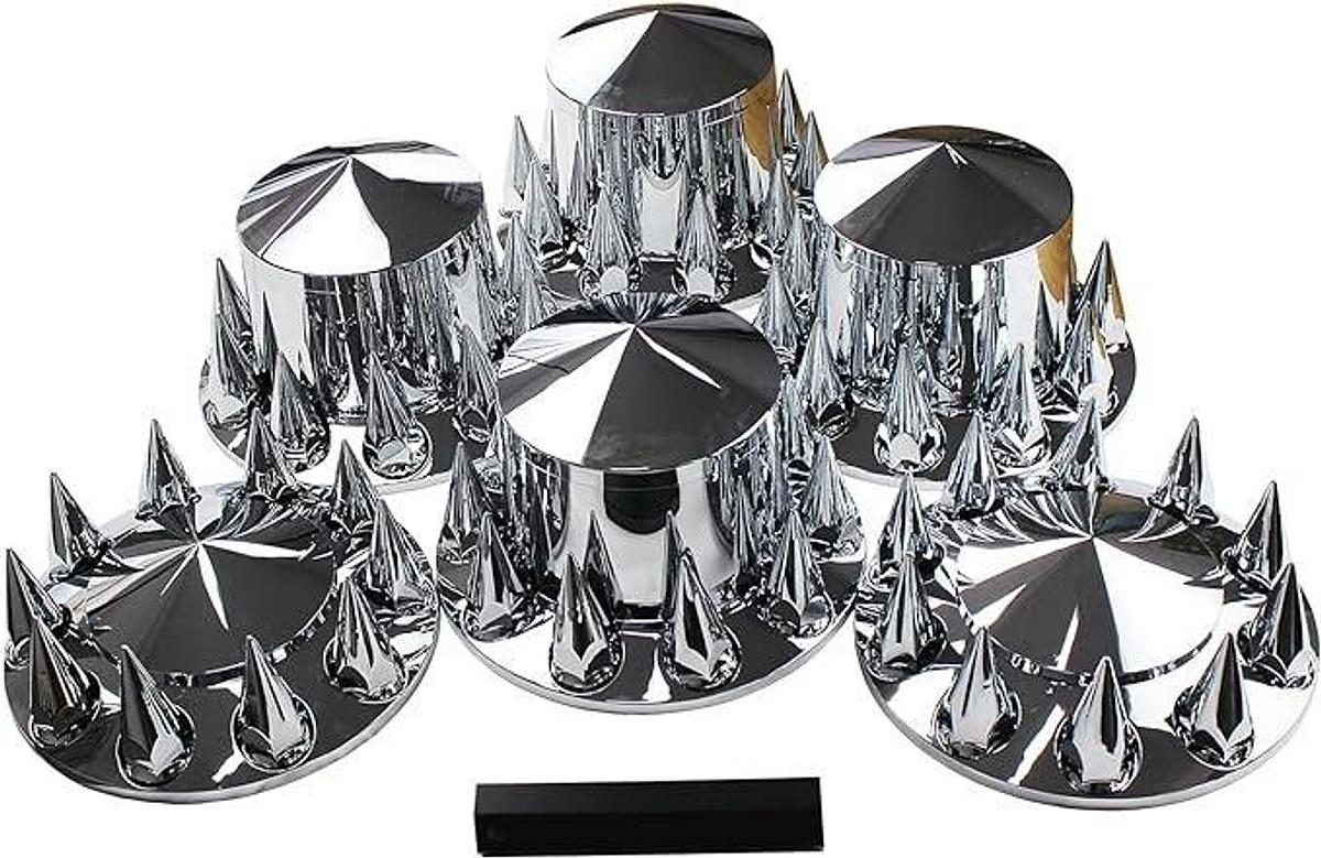 (NEW) JIUXI JX-FRP6 33mm Chrome ABS Complete Axle Cover Set (Spiked)