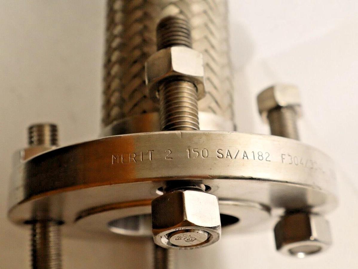 Used 2" x 36" SS Stainless Flexible Braided Hose Flange 150 SA/A182 F304/304L B16.5