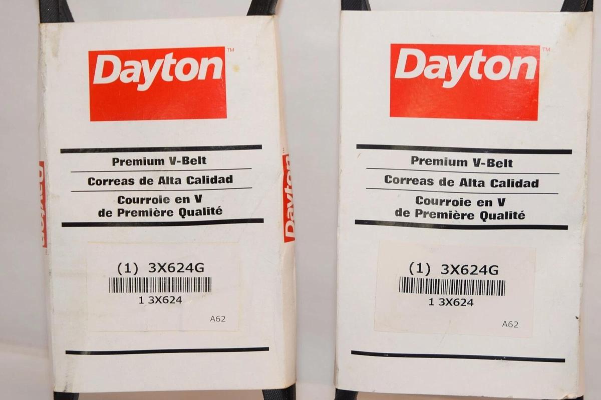 (NEW - Lot of 2) DAYTON 3X624G Premium V-Belt