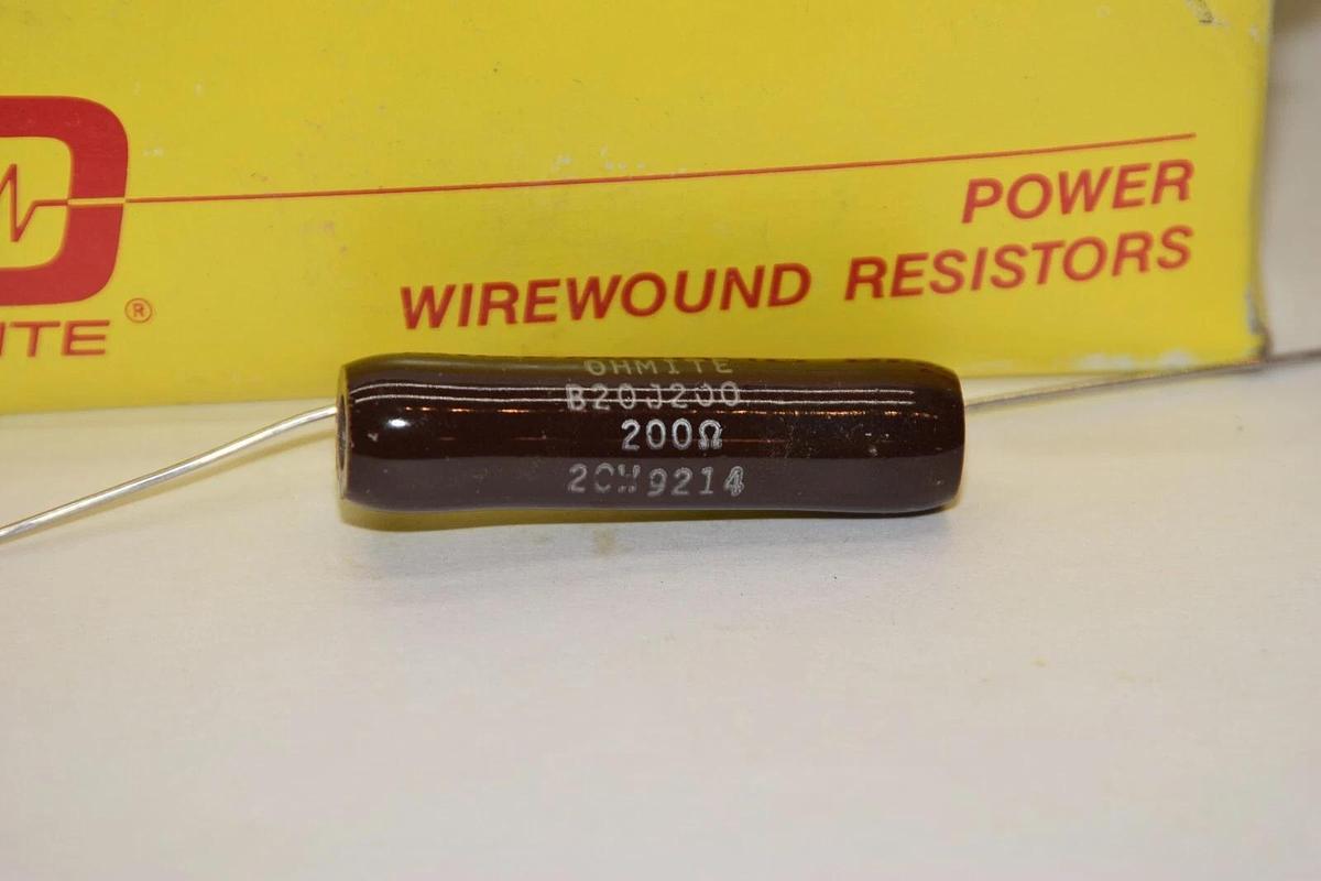 (NEW - Box of 18) OHMITE B20J200 20Watt 200Ω Wirewound Resistor