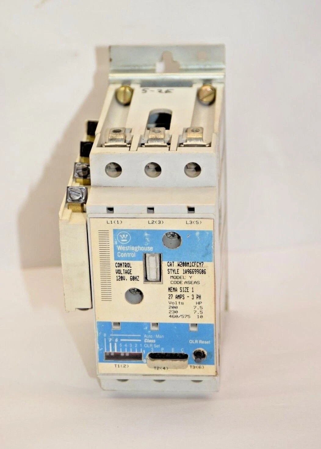 Used WESTINGHOUSE W200M1CFCY7 1A96699G06 Size Sz 1 3ph 120V Coil Contactor
