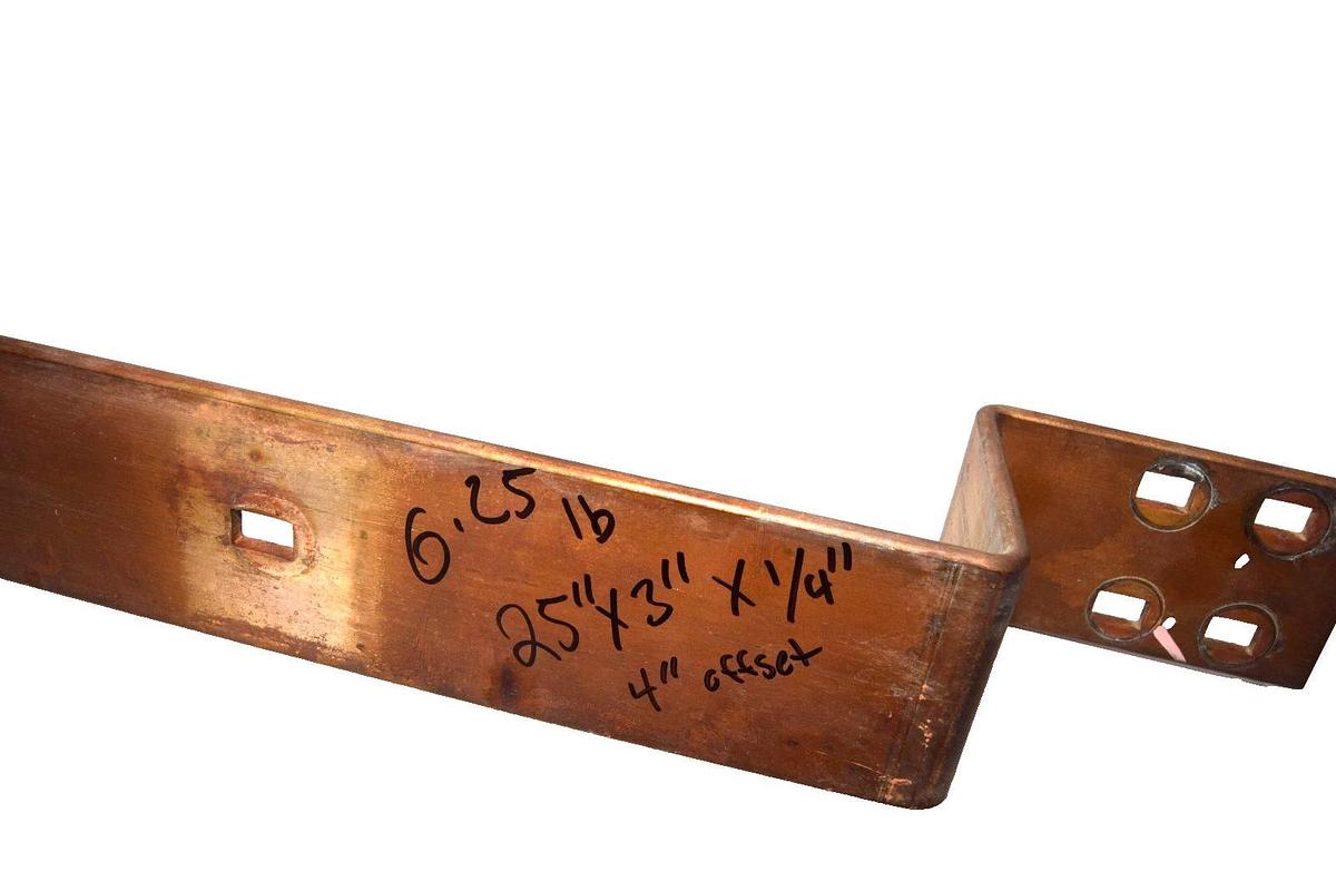 Used 25" x 3" x 1/4" (+4" offset Step) Copper Flat BusBar bus bar buss bar Stock