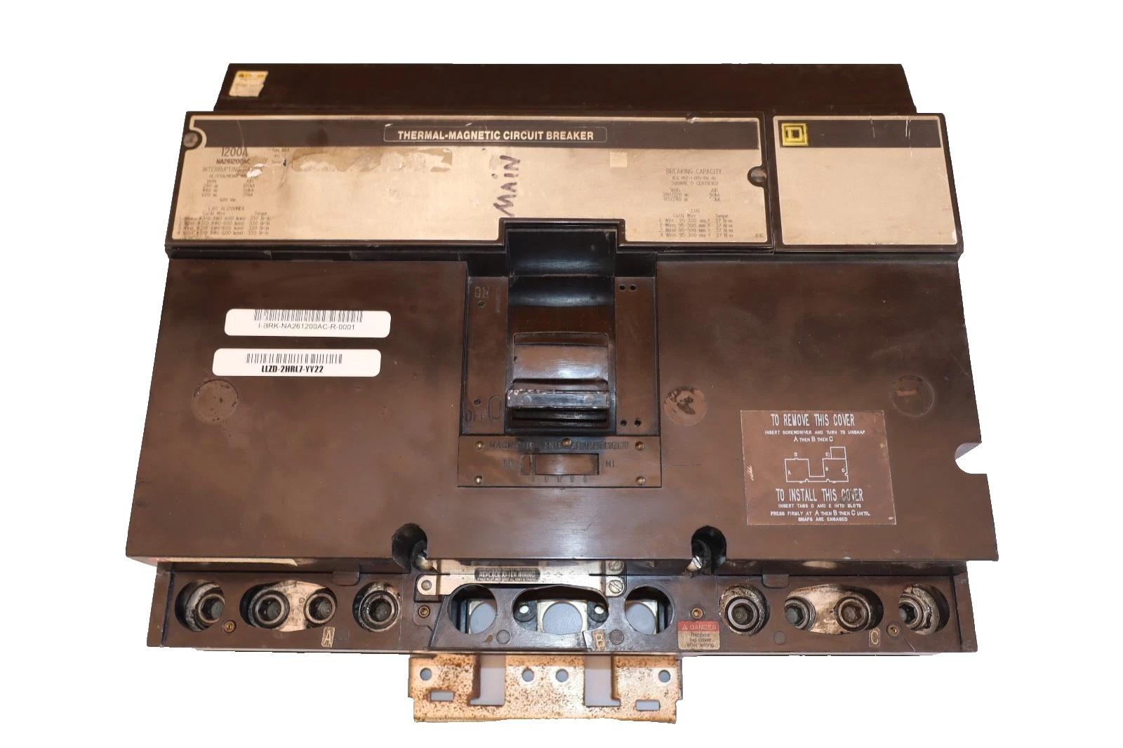 Used Square D I-Line Thermal-Magnetic Circuit Breaker 1200A 2 pole 600V NA261200AC