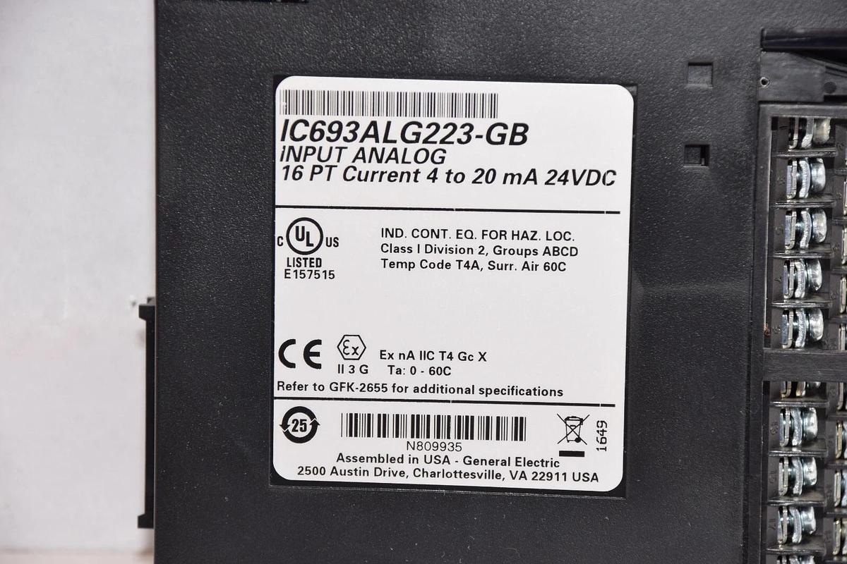 Used GE FANUC IC693ALG223-GB 16pt Current 4-20mA 24Vdc Input Analog Module *No Cover*