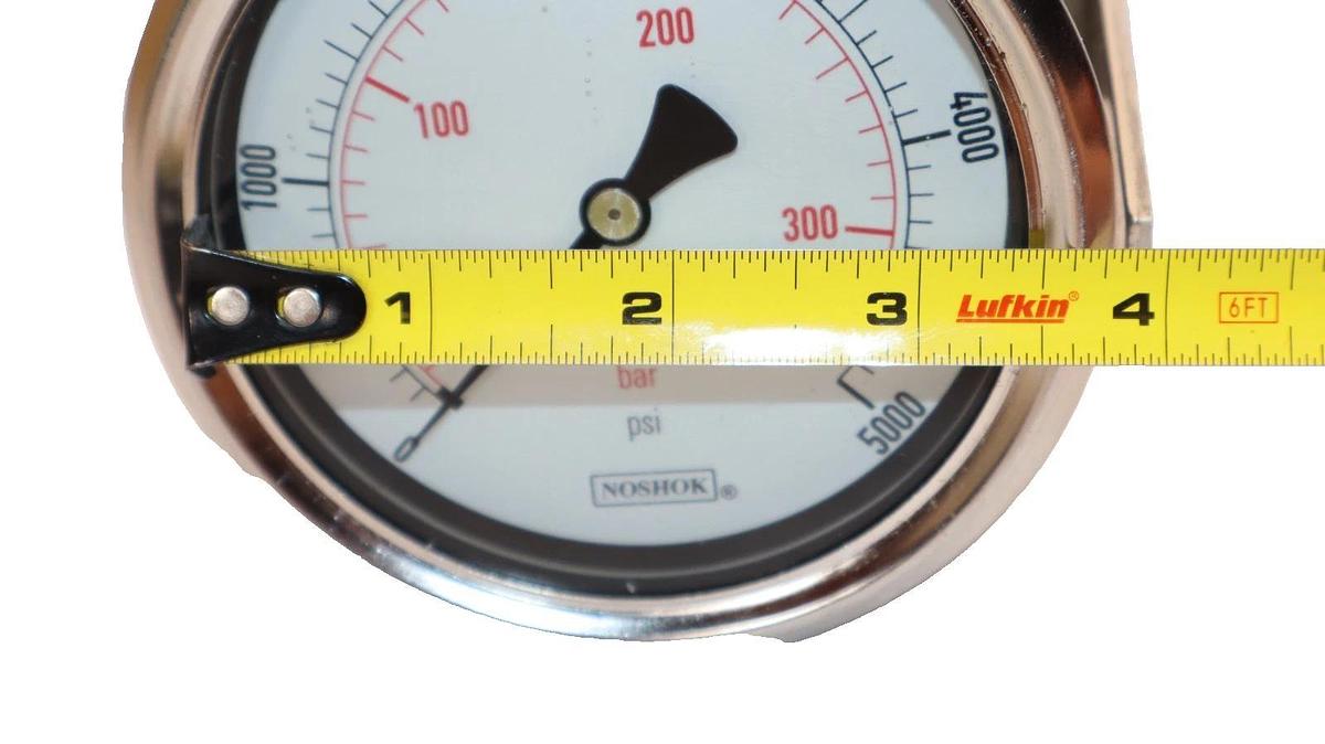 NOSHOK Back Connection Gauge 0-5000psi Liquid Filled 1/4 NPT 344.7 Bar (NEW)