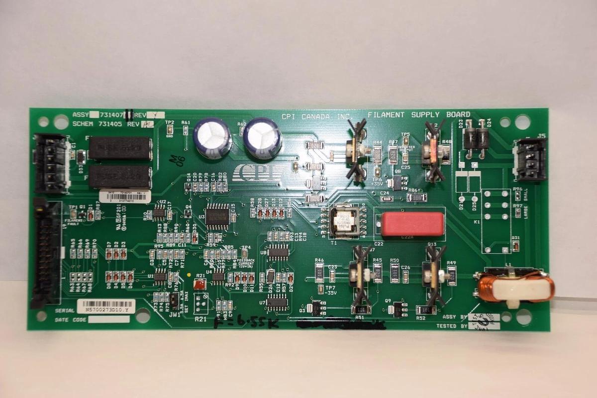 Used CPI CANADA INC 731407 , 73140711 Rev Y ,731405 Rev AC Filament Supply Board Card