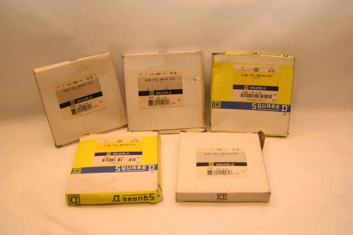 (NEW, LOT OF 5) SQUARE D 9080 GH-20 GH20 9080GH20 25' Blank Vinyl Marking Strip