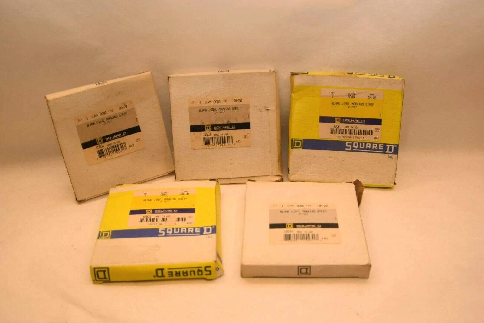 (NEW, LOT OF 5) SQUARE D 9080 GH-20 GH20 9080GH20 25' Blank Vinyl Marking Strip