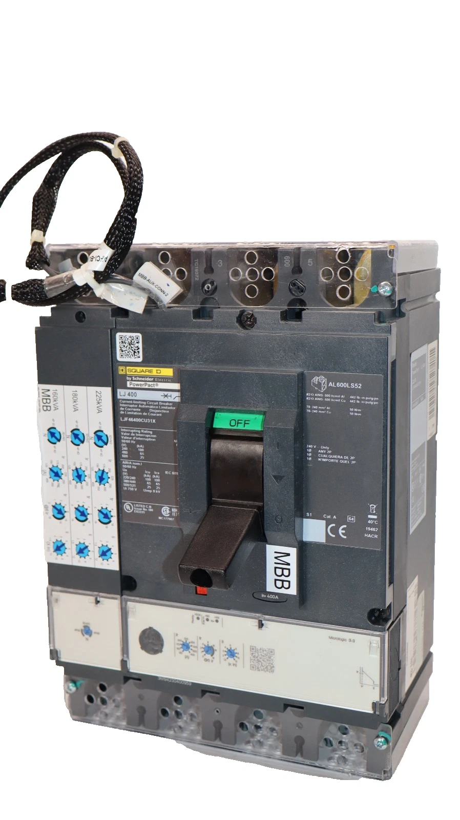 Used Square D Circuit Breaker LJF46400CU31X LJ 400 PowerPact LJ 400 Amp 3 Pole