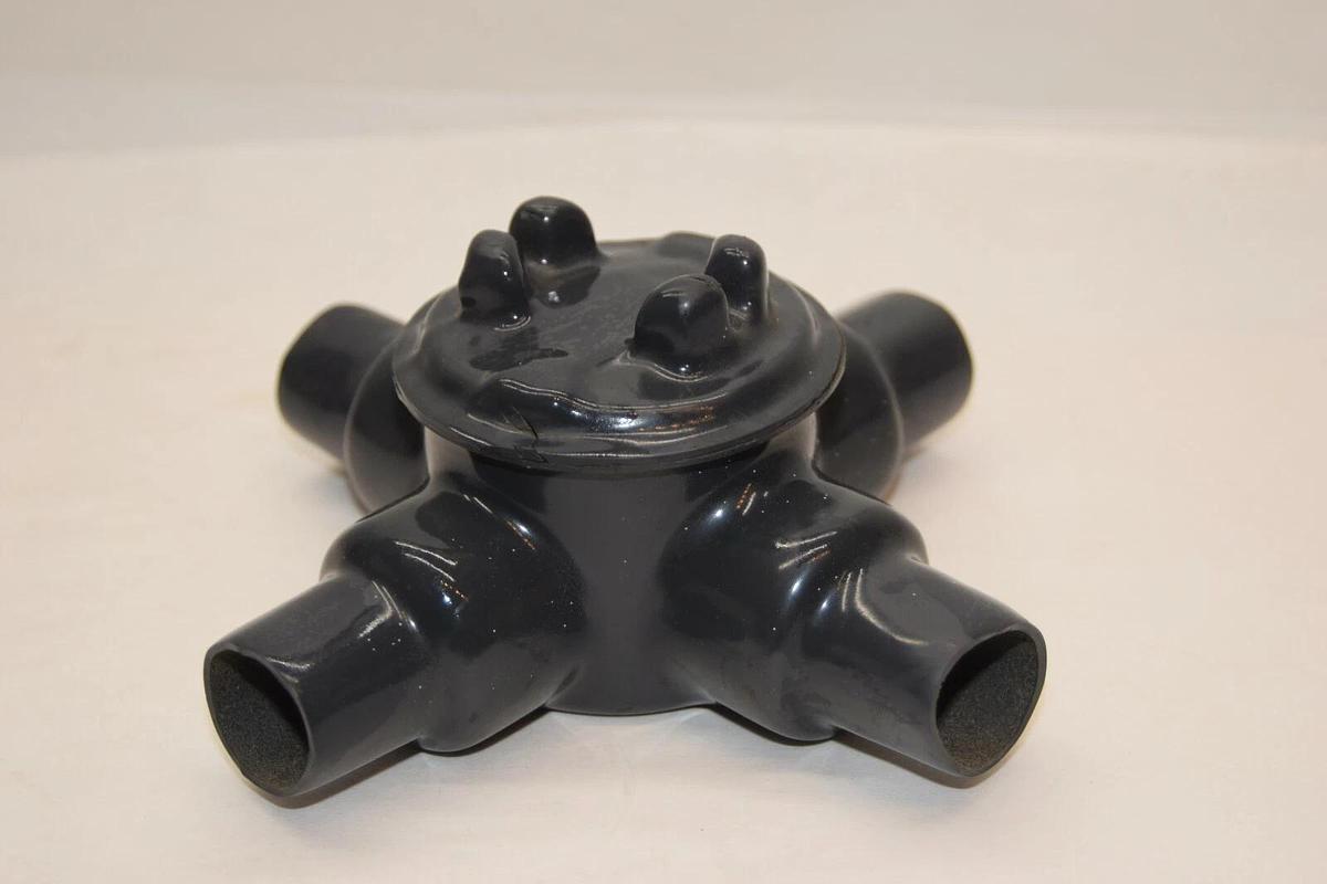 (NEW) PLASTI-BOND Red H2OT 20995-8 GUA 4 3/4" Coated Conduit Outlet Box 4 Way