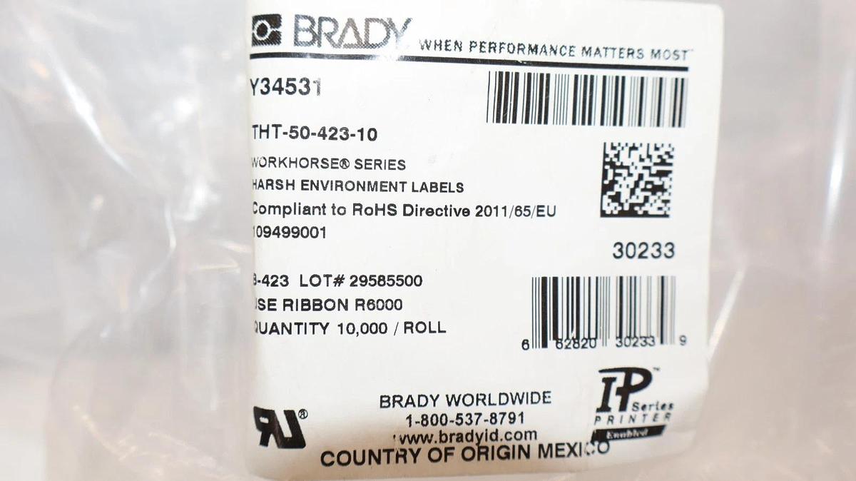(NEW Approx. 10K) BRADY THT-50-423-10 , THT5042310 , Y34531 Harsh Enviro. Label