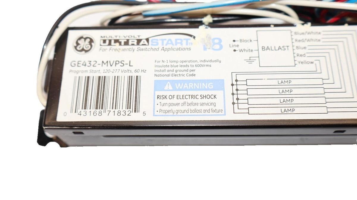 (NEW) GE / GENERAL ELECTRIC GE432-MVPS-L , GE432MVPSL Multi-Volt Ballast