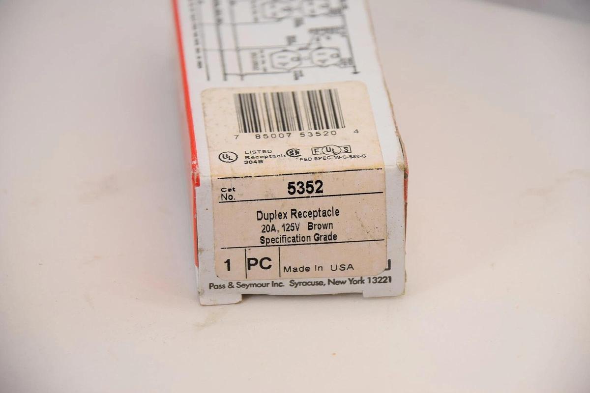 (Lot of 3) Pass & Seymour Legrand  5352 Duplex Receptacle 20A 125v BROWN (NEW)