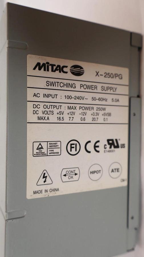 Used MITAC X-250/PG 100-240V 50-60Hz 5.0A Switching Power Supply