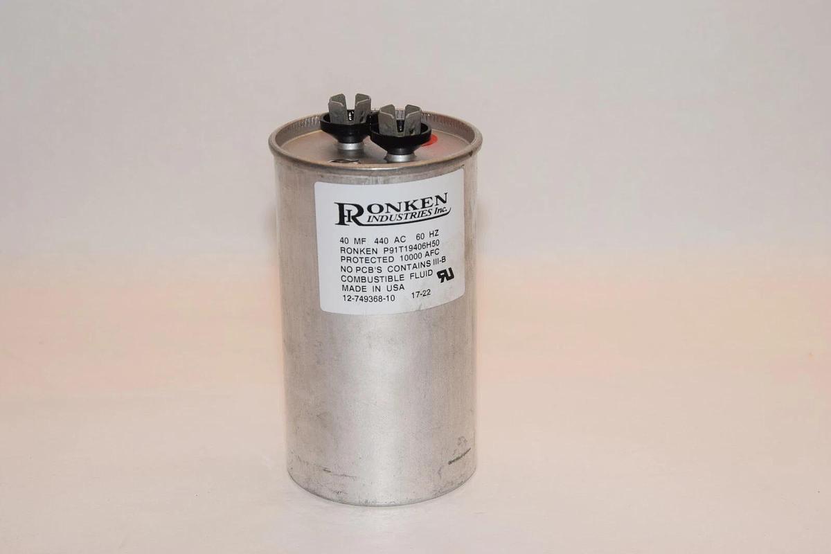 (NEW) RONKEN INDUSTRIES 12-749368-10 P91T19406H50 40mf 40Ac 60Hz Capacitor