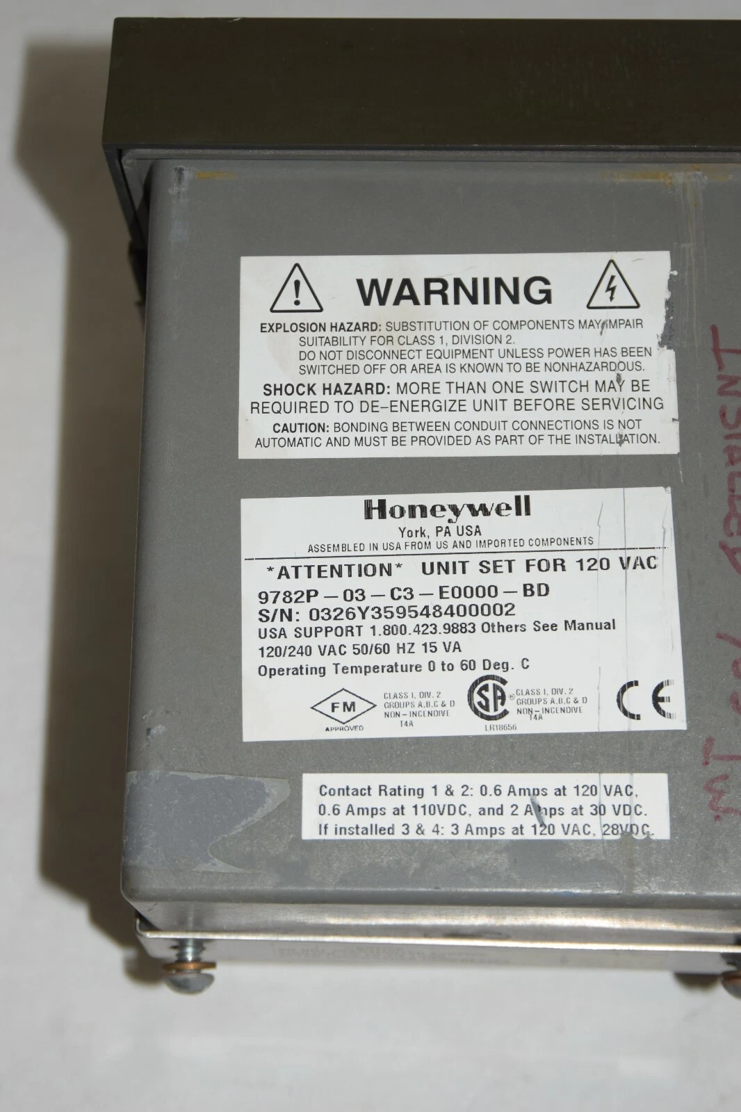 Used HONEYWELL 9782P-03-C3-E0000-BD pH ANALYZER 51309430-001 079132d/c 079114e/j