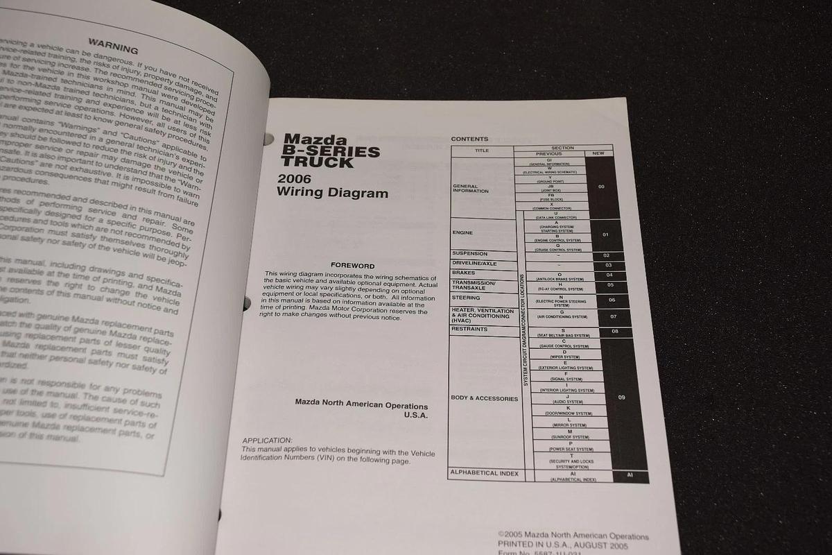 2006 Mazda B-Series Truck Factory OEM Wiring Diagram Manual