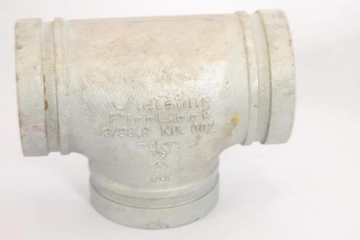 (NEW) VICTAULIC 3/88.9 No. 002 C-E=3.38 IN FireLock Straight Grooved Tee