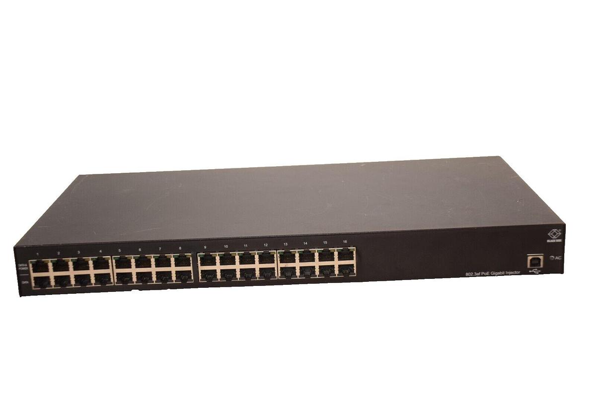 Used BLACK BOX LPJ016A-F 16-Port Gigabit Injector
