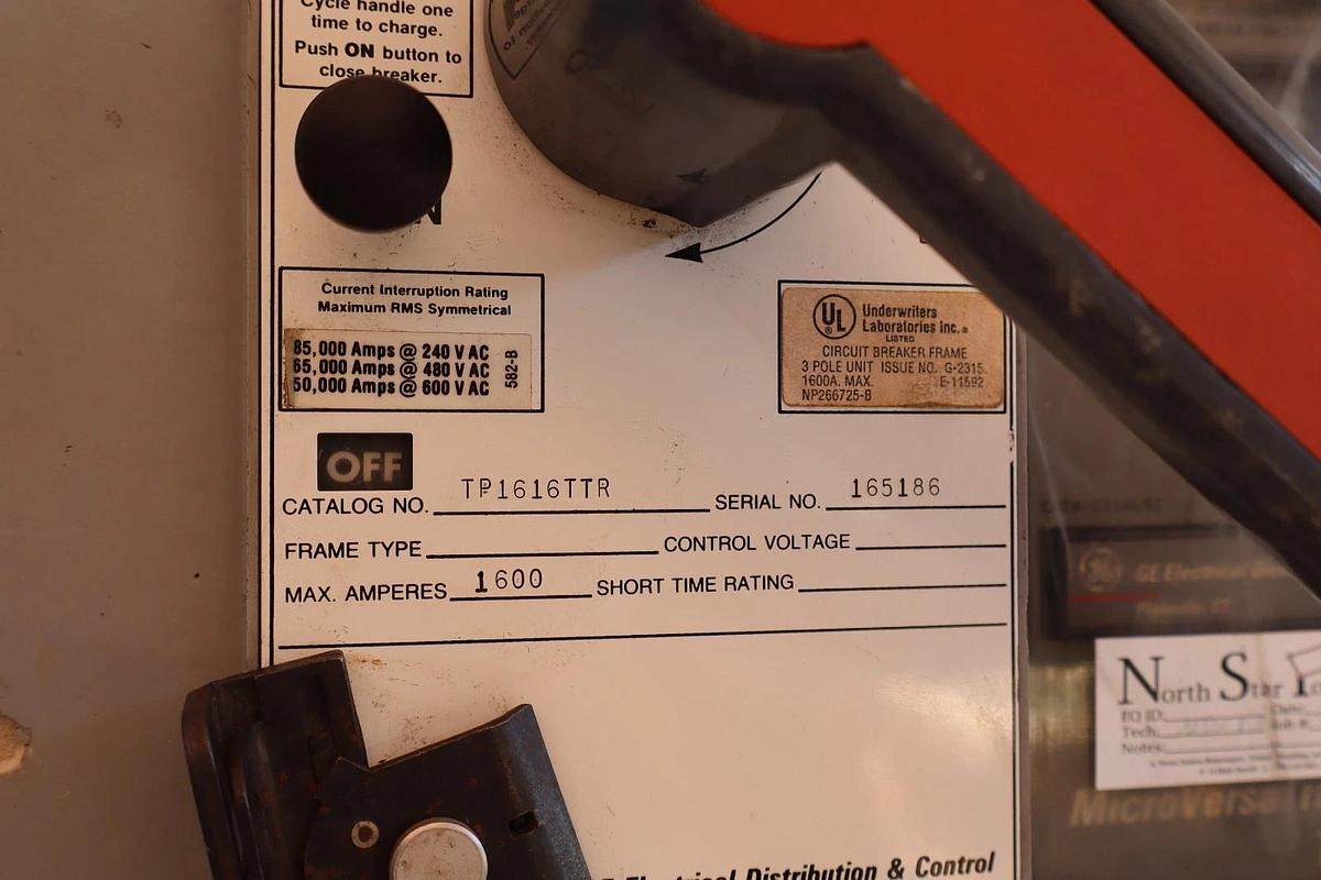 Used GE Power Break Disconnect 1600 Amp 1600A TP1616TTR Plug TR16B1600 C216LSI