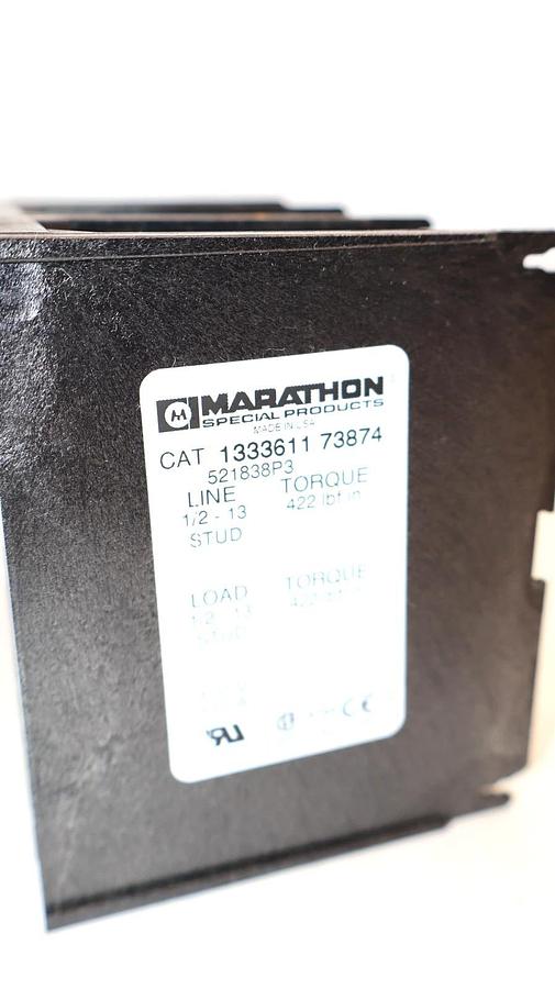 Used MARATHON 1333611 73874 , 133361173874 600V 410A 3P Power Distribution Block