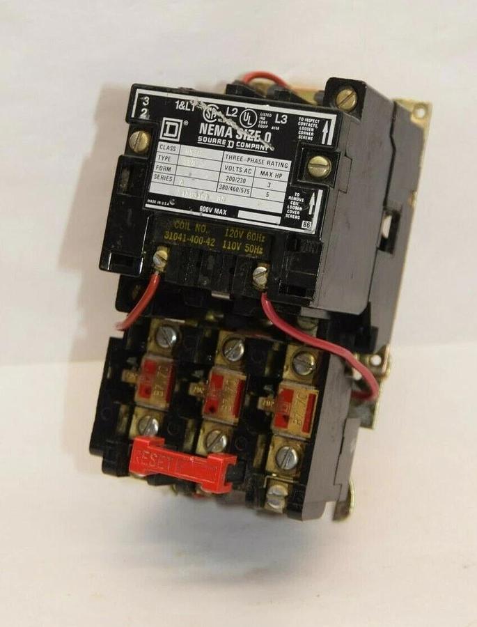 Used SQUARE D Starter 8536 SB0-2 SB02 SBO-2 SBO2 8536SB0-2 Size Sz 0 110/120v Coil