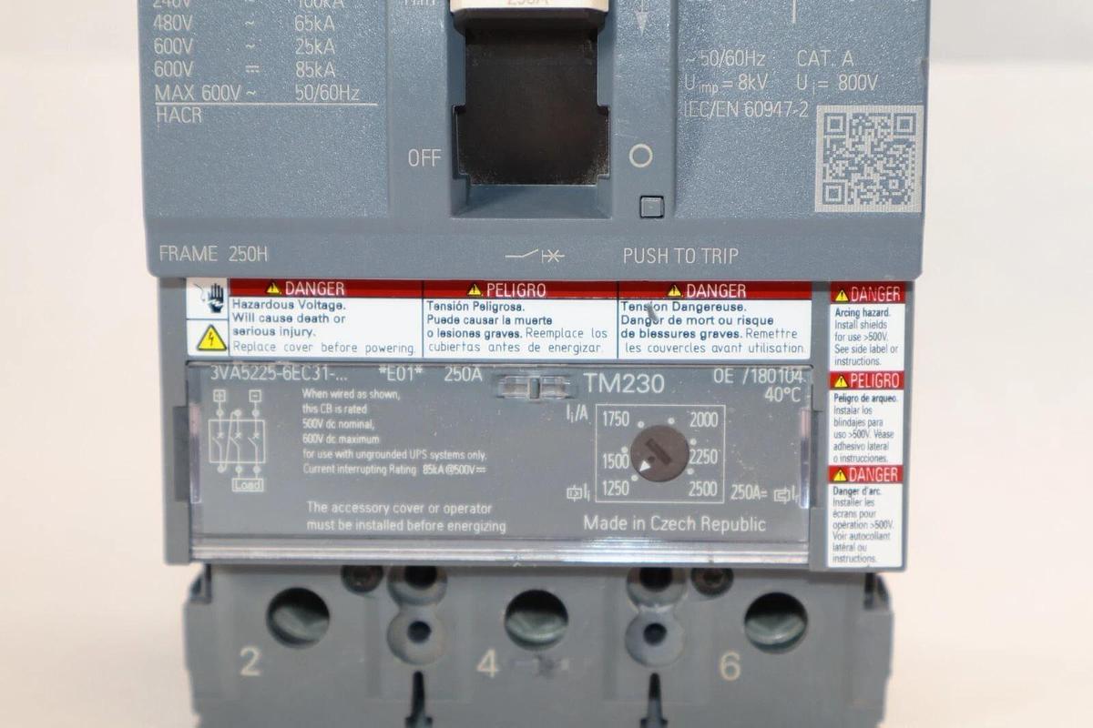 Siemens  3VA5 HFAS Circuit Breaker 250A 250 Amp 3VA5225-6EC31-0AA0 250H 3p NEW