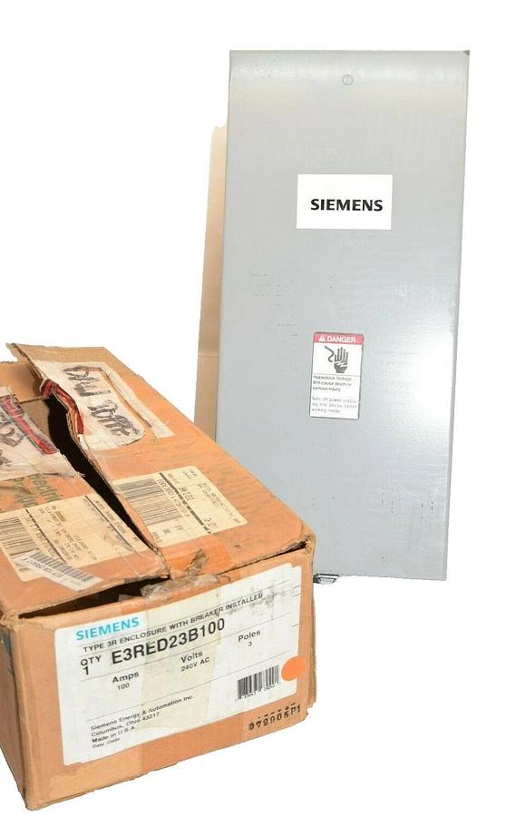 (NEW) SIEMENS E3RED23B100 100A 100 Amp A 240V 3P Enclosure With Circuit Breaker