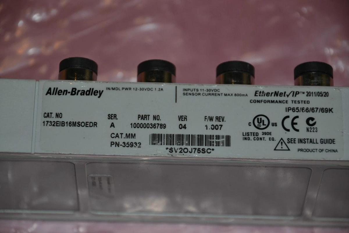 Used ALLEN BRADLEY ETHERNET IP 1732EIB16MSOEDR 10000036789 PN-35932 PN 35932 SER. A