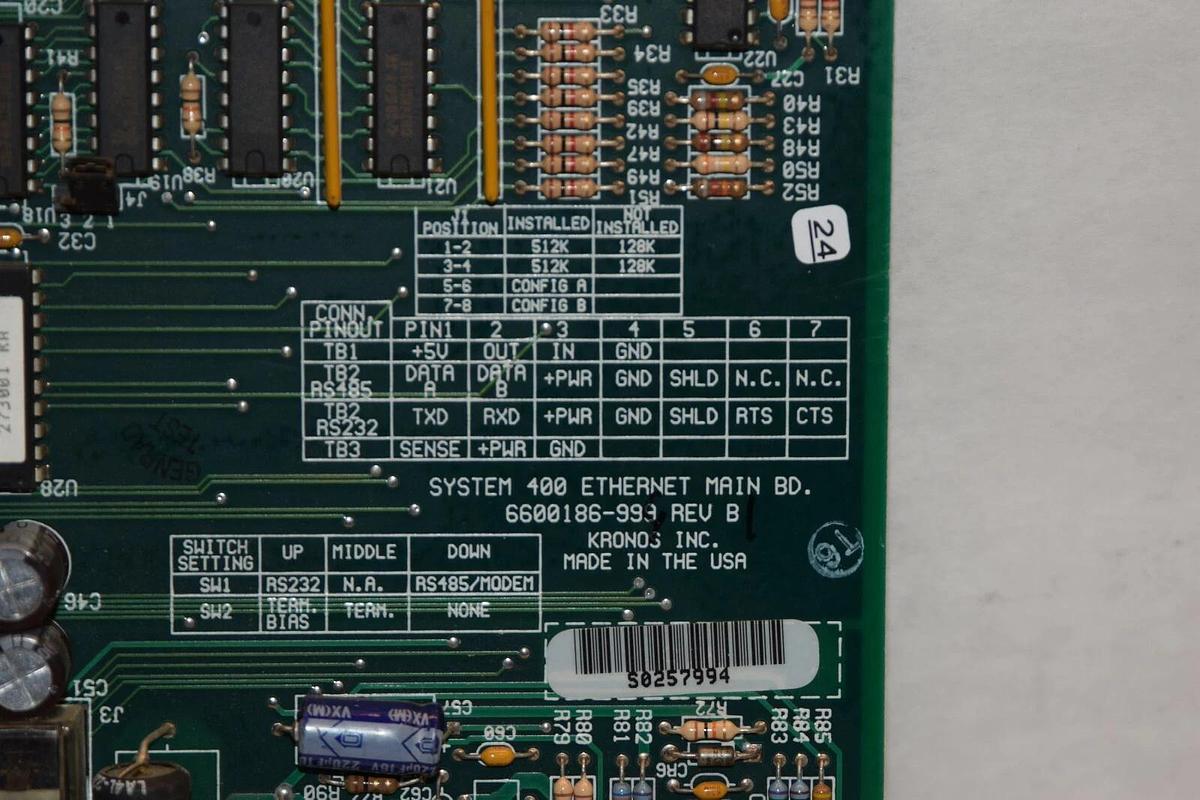 Used KRONOS 6600186-999 PC BOARD REV.B 6600186999 System 400